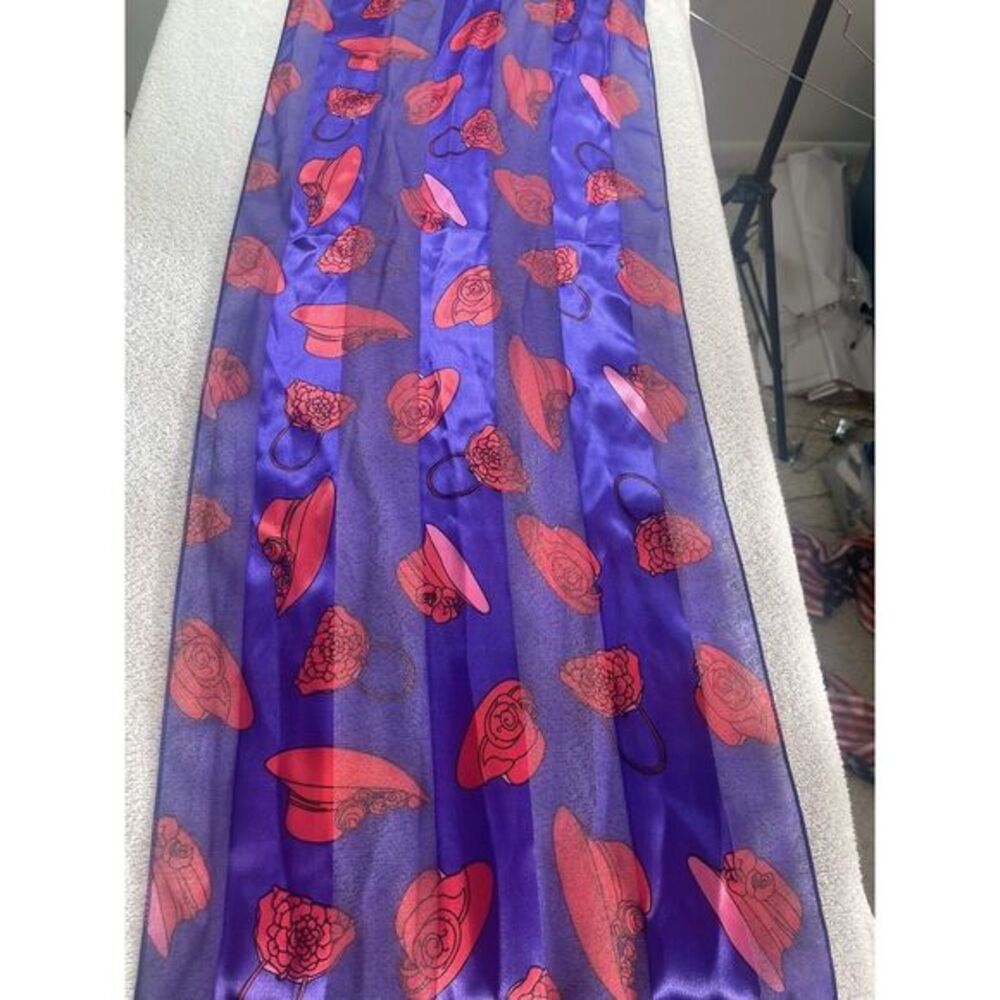 Red Hat Society 56”x13” Purple Scarf With Red Hats Oblong‎